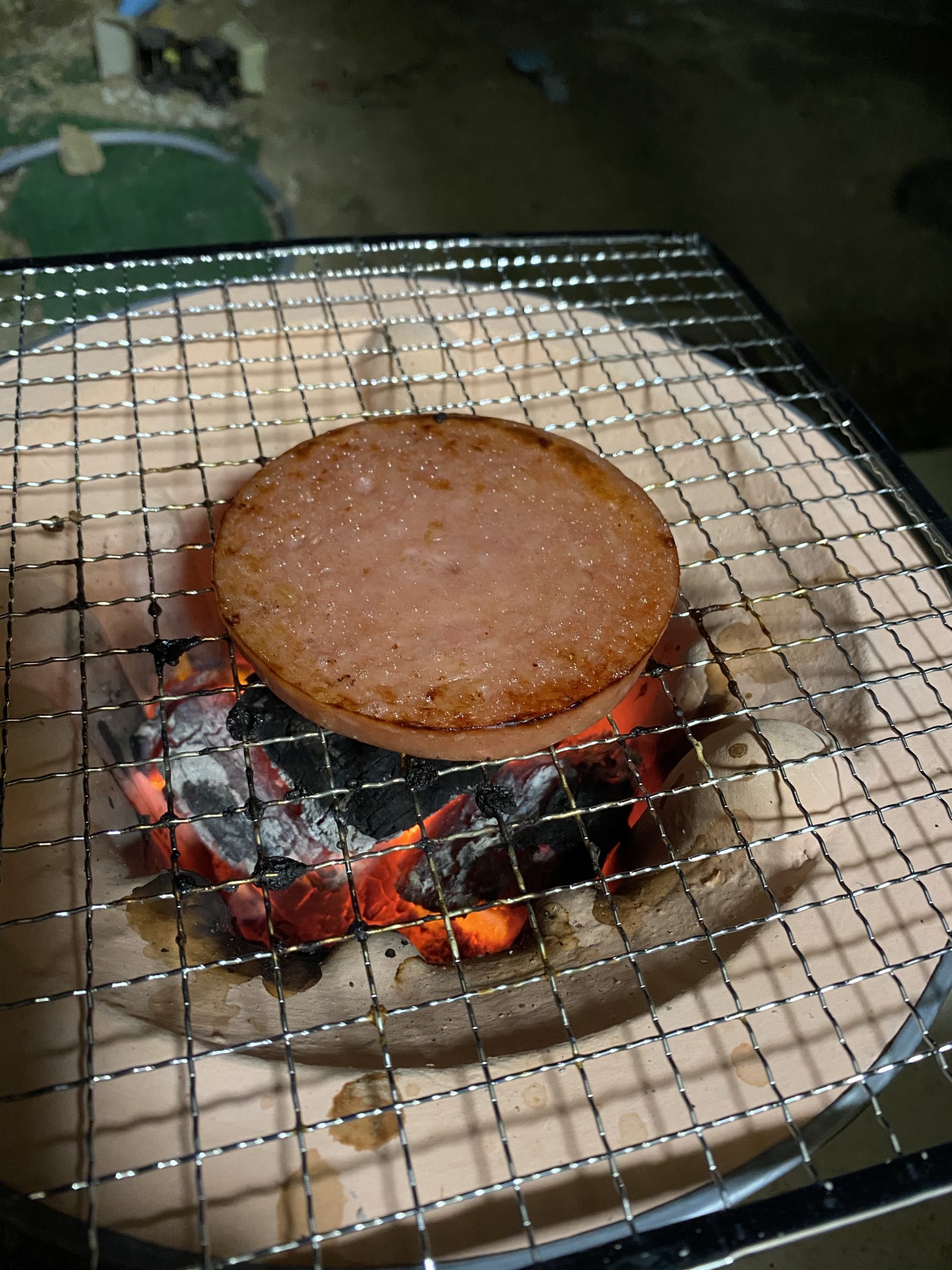 七輪　ハム焼き上がり　写真　